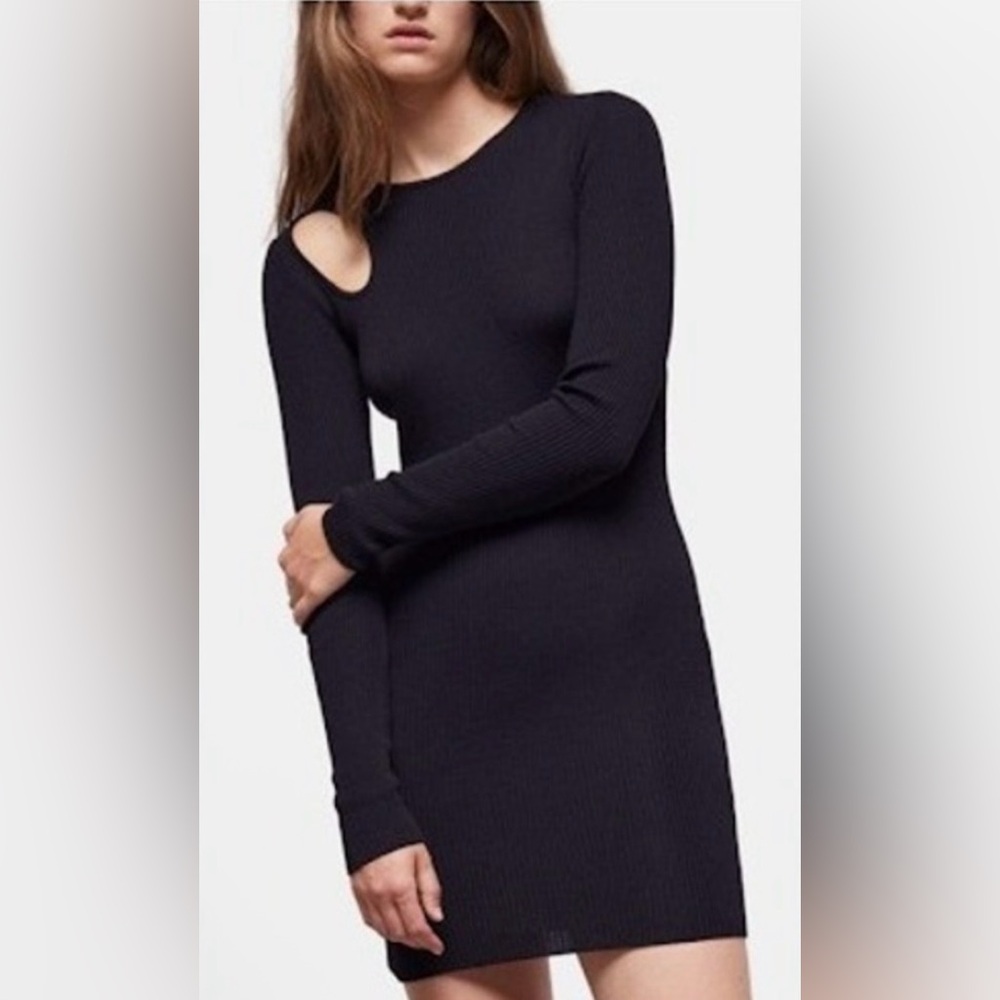 The Kooples Cutout Short Black Knit Dress